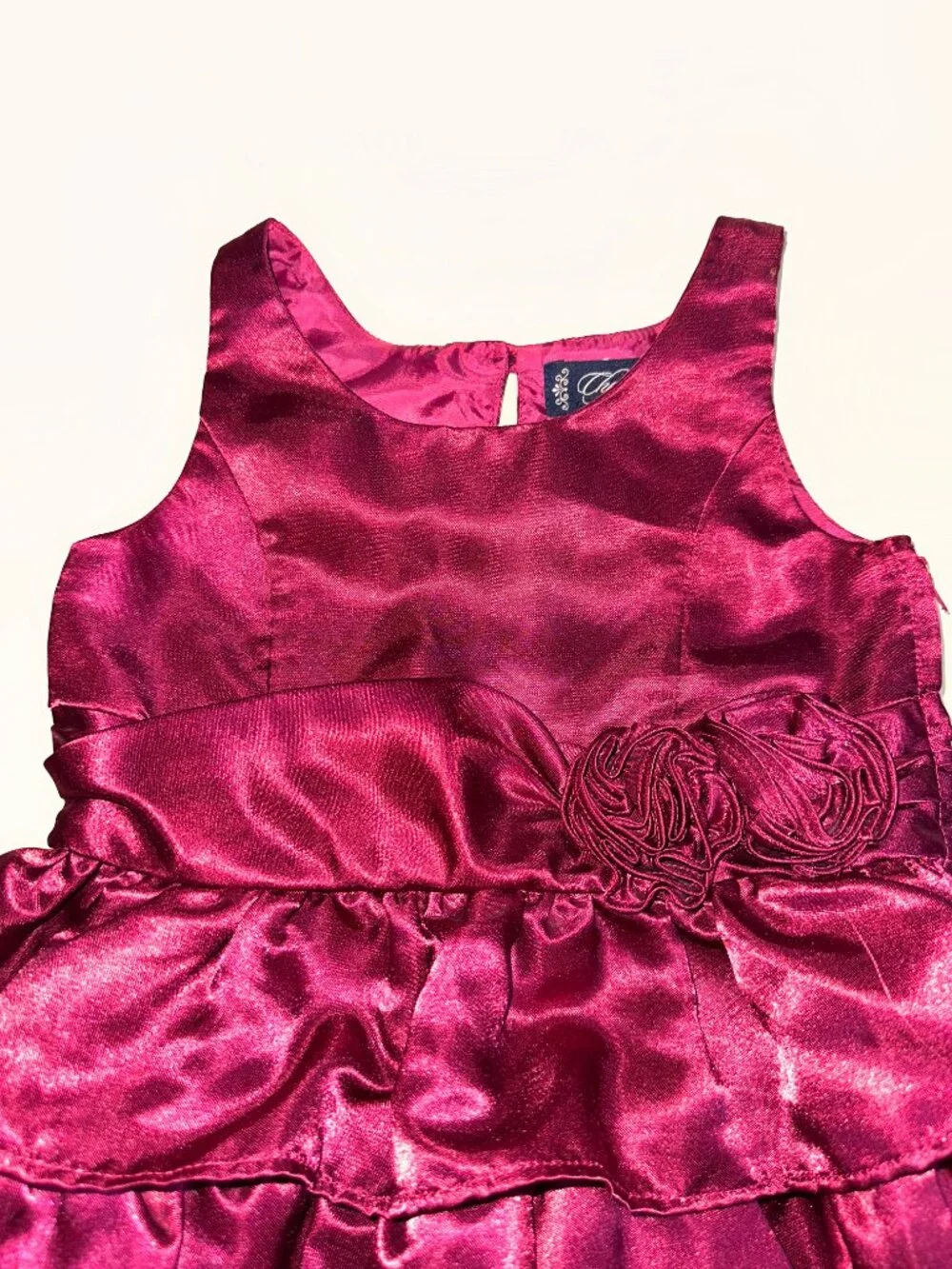 CHAPS Burgundy Red Formal Dress Ruffles Layers Girl's Dress Size 4 #685